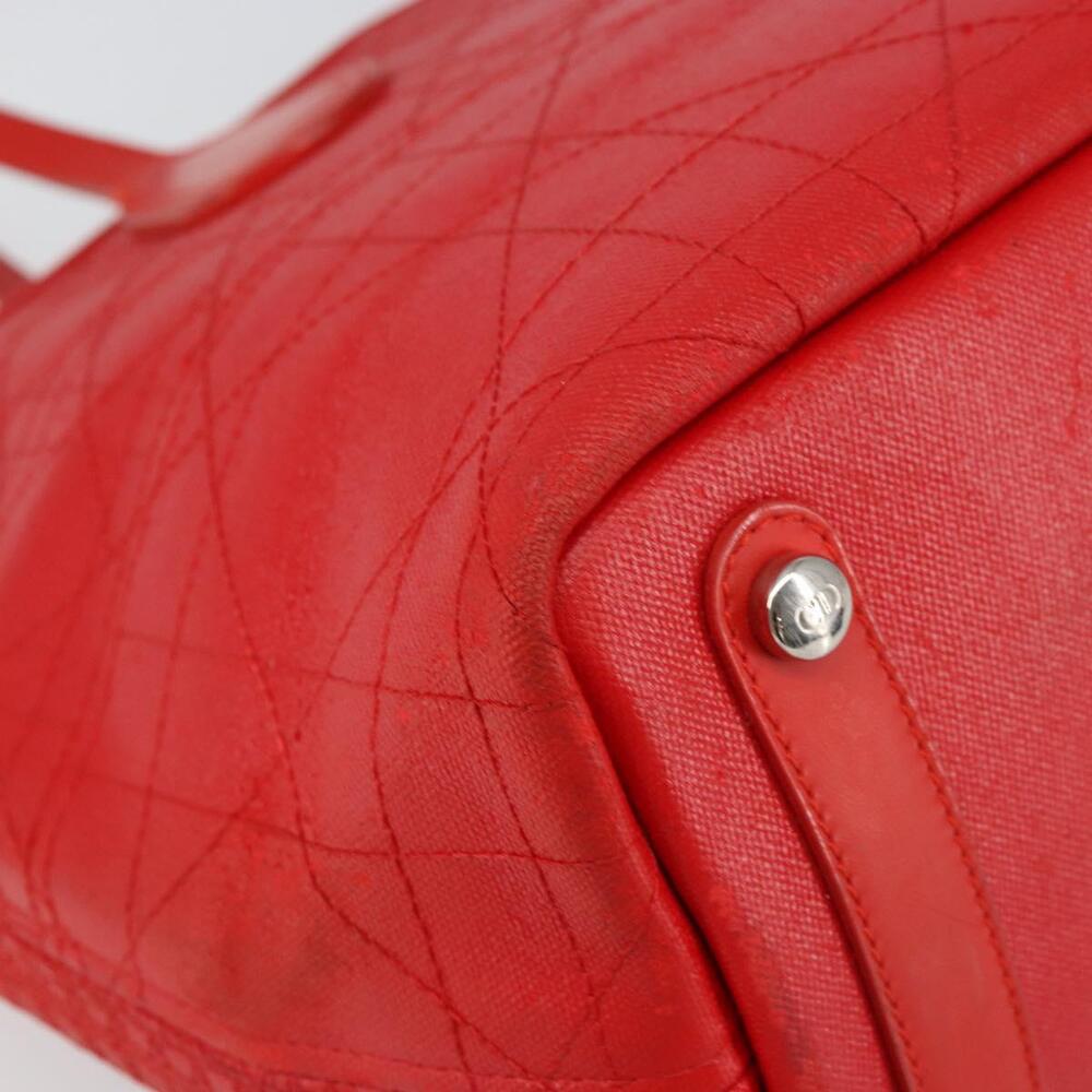 Christian Dior Canage Tote Bag Coated Canvas Red Silver Auth bs31647 - Picture 14 of 16